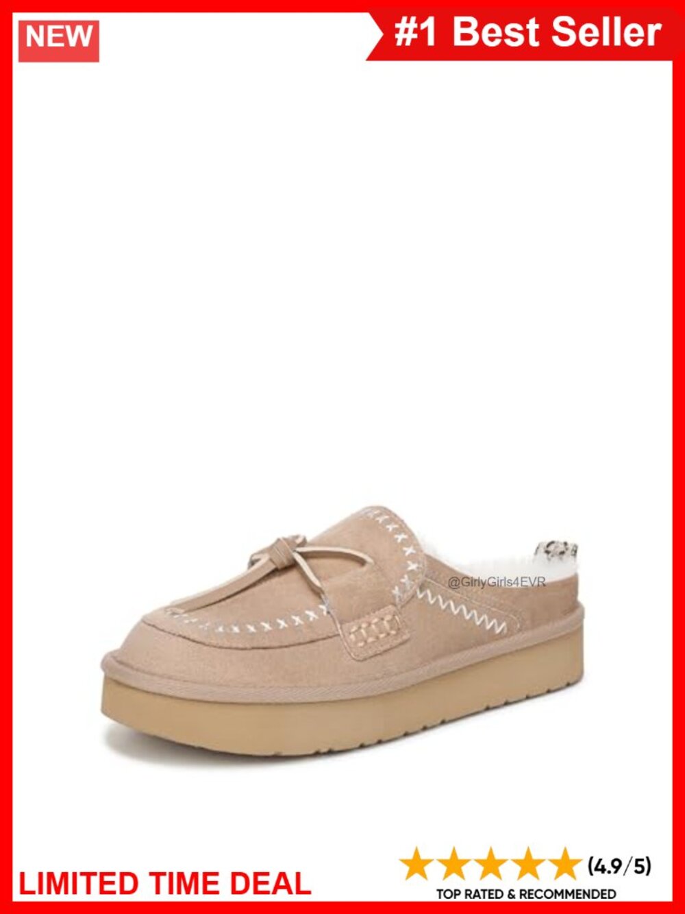 Women's Slip On Mule Clog Shoes Faux Fur Lined Platform Casual Walking